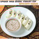 Greek Yogurt Spider Web Dip with Boo-nanas | realmomkitchen.com #SnackandSmile